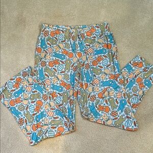 Caden Lane Blue and Orange “Cottontail cuties” Cartoon Pajama pants